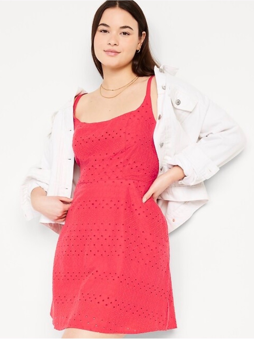 Old Navy Fit and Flare Cami Coral Mini Dress
